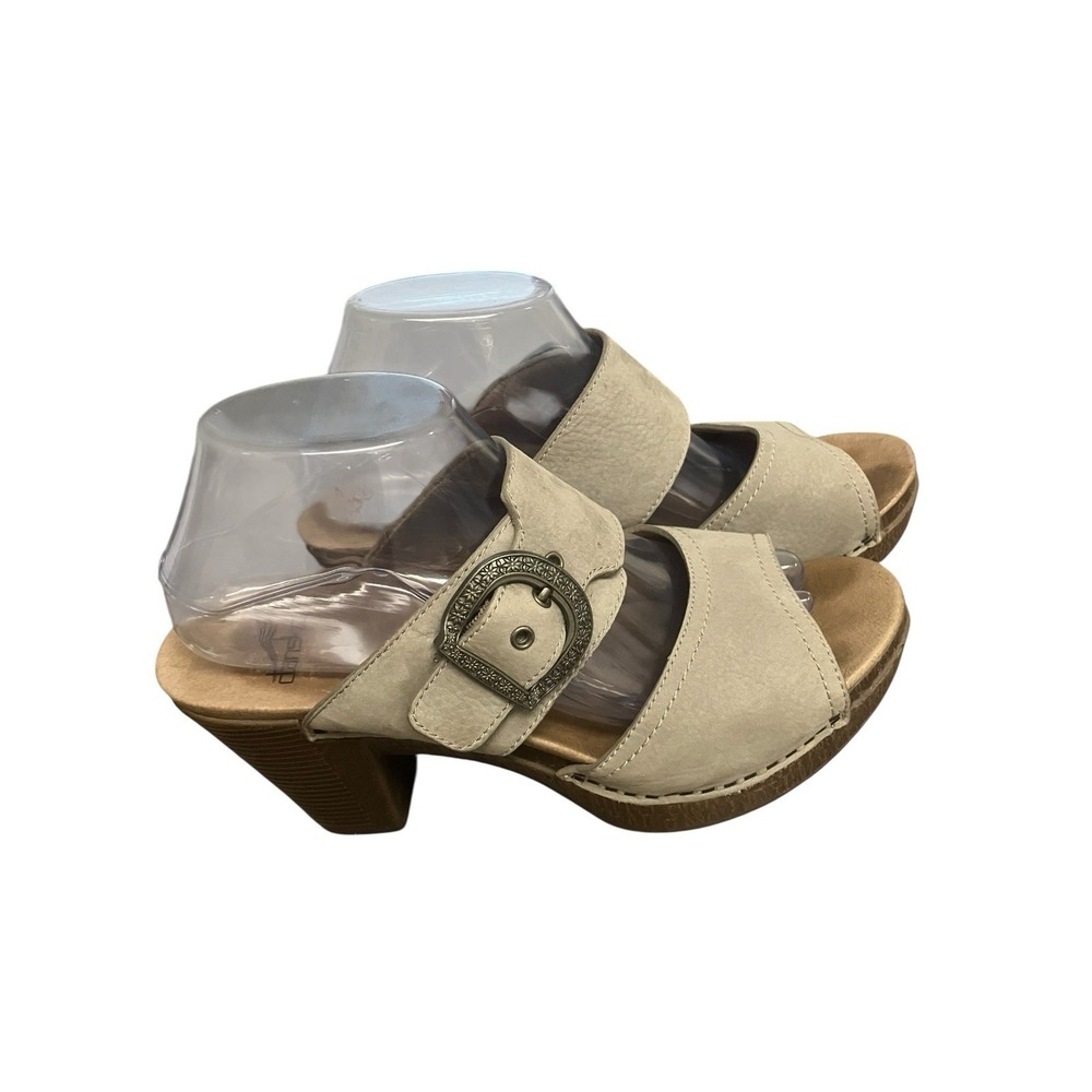 Dansko Ramona Taupe Leather Nubuck Double Strap Sandals Block Heels Size 39‎ / 9 - Picture 16 of 16